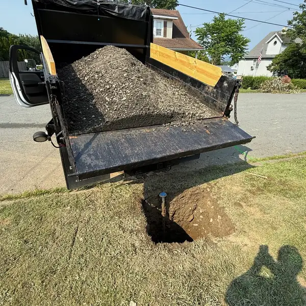 3. Modified stone placed for controlled backfill by Affordable Plumbing NEPA