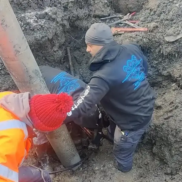 4. Crew performing the underground water-line repair by Affordable Plumbing NEPA