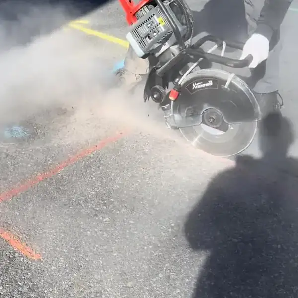 1. Asphalt saw-cutting along the utility route by Affordable Plumbing NEPA