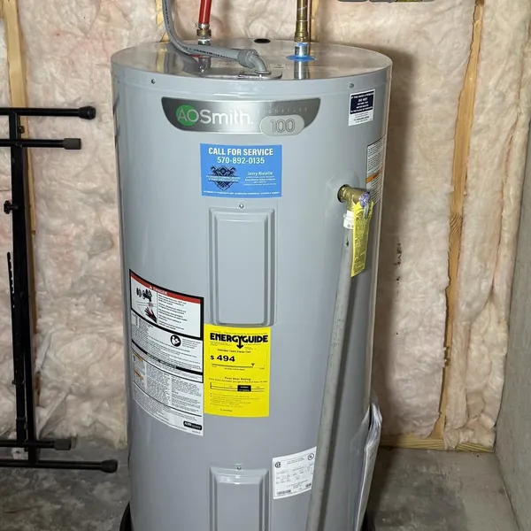 A. O. Smith electric water heater with expansion tank in Swoyersville, Pennsylvania by Affordable Plumbing NEPA