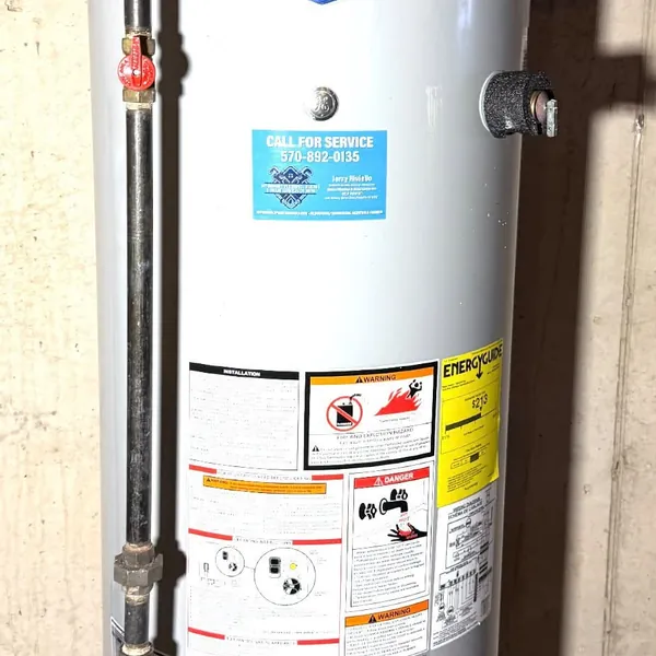 GE power-vent gas water heater installation in Kingston, Pennsylvania by Affordable Plumbing NEPA