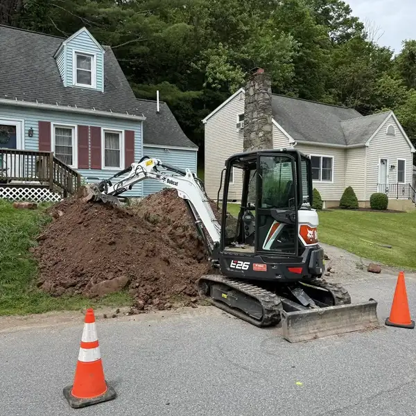 3. Bobcat E26 excavation along the replacement route by Affordable Plumbing NEPA